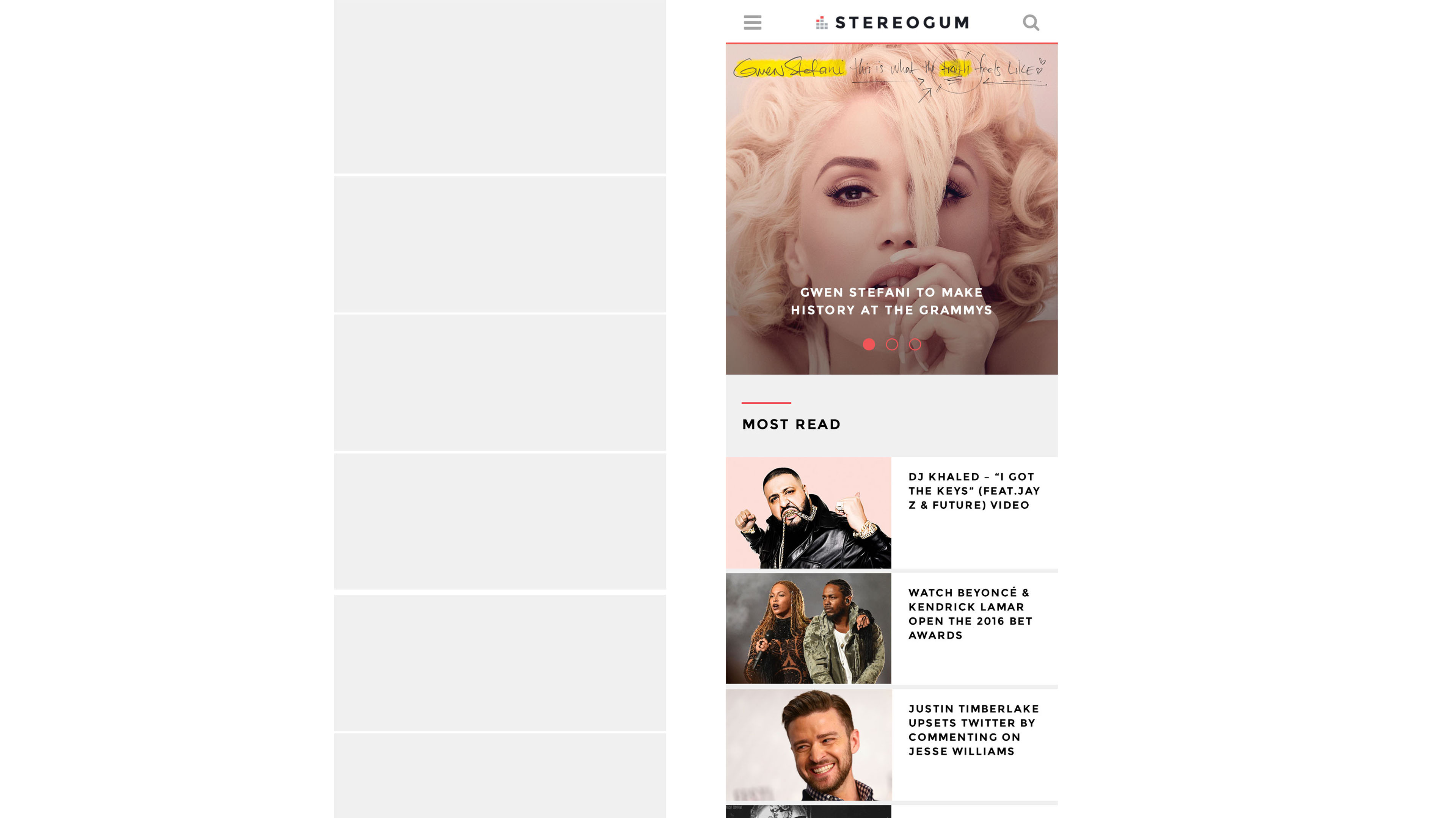 Stereogum Redesign by Titus Klein