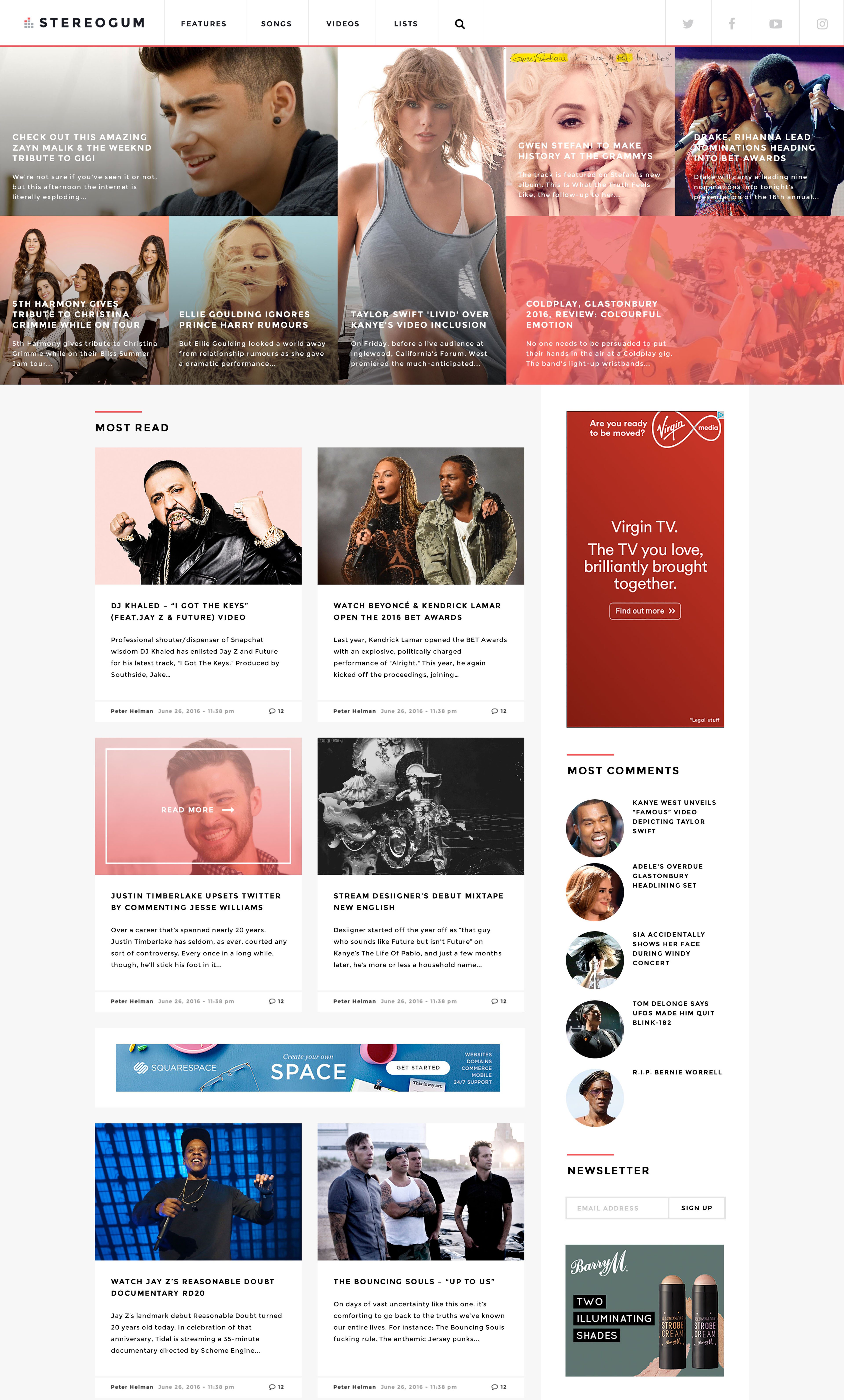 Stereogum Redesign by Titus Klein